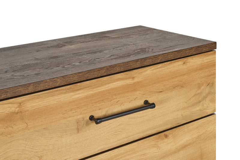 Silas Bedroom 6-Drawer Dresser, 64\"W x 33.4\"H - Rustic Brown