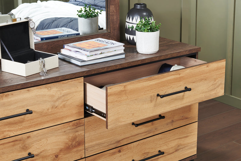 Silas Bedroom 6-Drawer Dresser, 64\"W x 33.4\"H - Rustic Brown