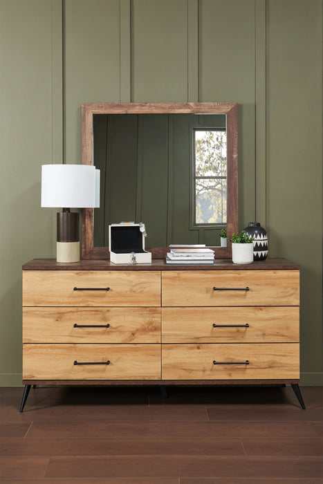 Silas Bedroom 6-Drawer Dresser, 64\"W x 33.4\"H - Rustic Brown