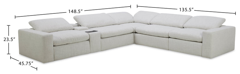 Sky Modular 6-Piece Fabric Power Reclining Sectional with Reclining Armless Chair - Nathan Wheat