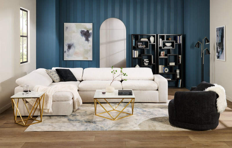 Sky Modular 4-Piece Fabric Sectional with Removable Feather Down Cushions - Nathan Wheat