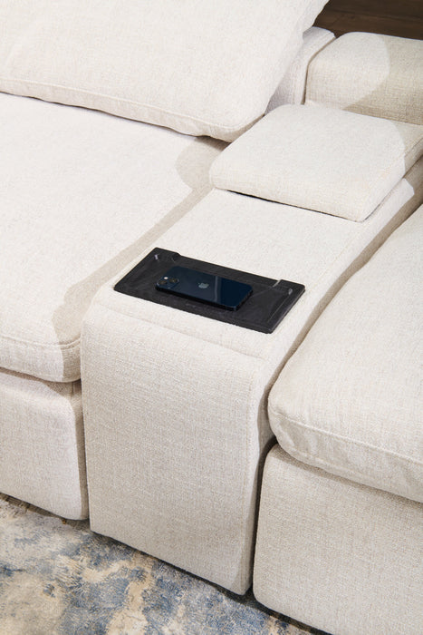 Sky Modular 6-Piece Fabric Power Reclining Sectional with Console and Feather Down Cushions - Nathan Wheat