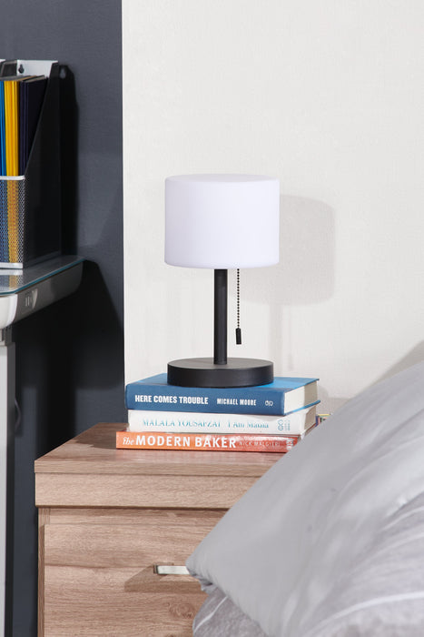 Solana 11” Modern Metal Acrylic Portable Indoor/Outdoor Table Lamp with USB Port - Black