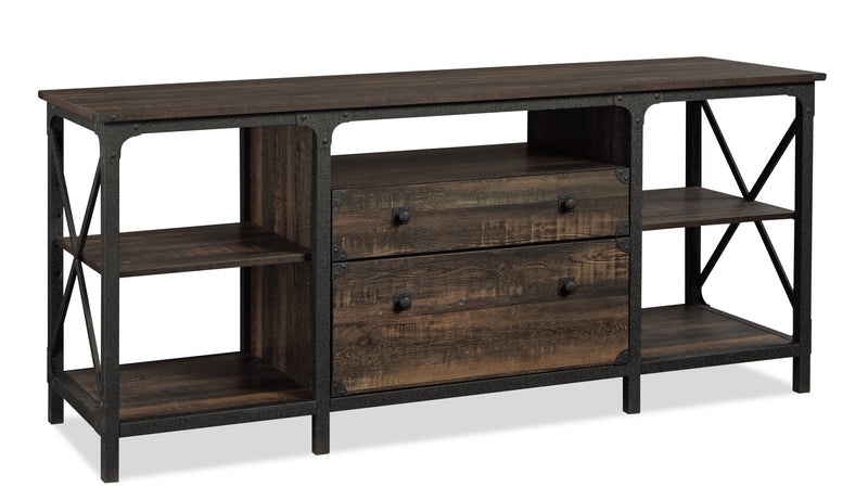 Steel River 66.06\" Commercial Grade Large Credenza with 2-Drawers & Open Shelves - Carbon Oak