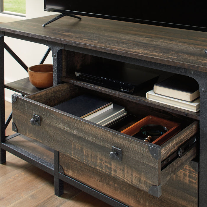 Steel River 66.06\" Commercial Grade Large Credenza with 2-Drawers & Open Shelves - Carbon Oak