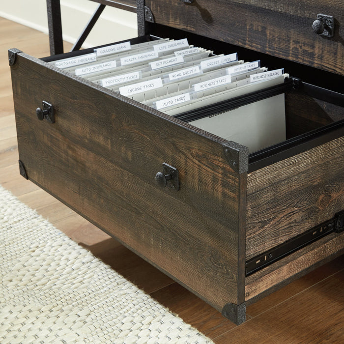 Steel River 66.06\" Commercial Grade Large Credenza with 2-Drawers & Open Shelves - Carbon Oak