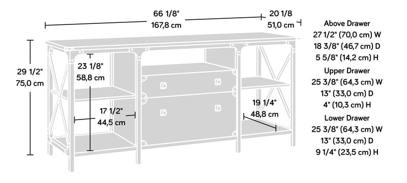 Steel River 66.06\" Commercial Grade Large Credenza with 2-Drawers & Open Shelves - Carbon Oak