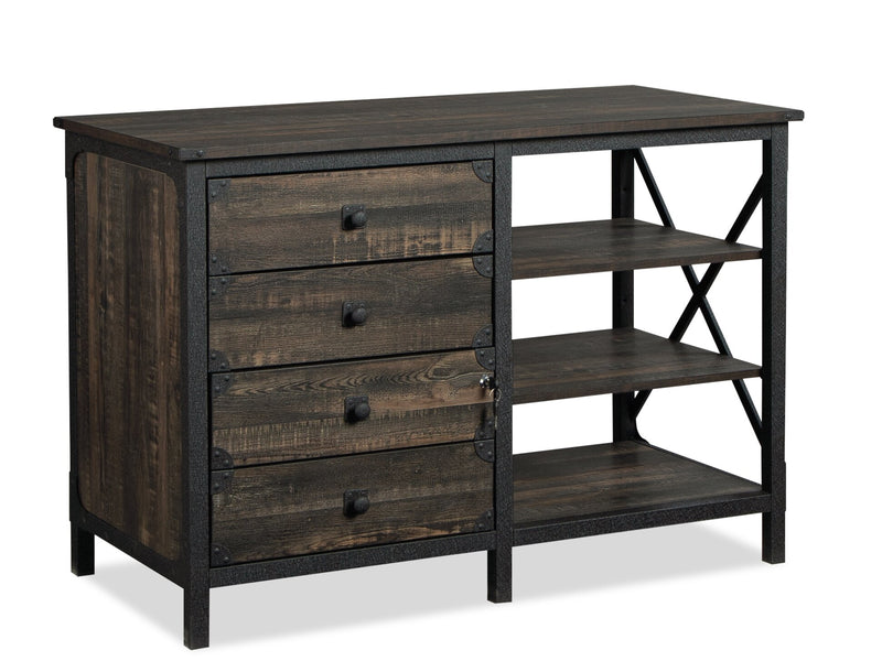Steel River 42.05\" Commercial Grade Small Credenza with 3-Drawers - Carbon Oak