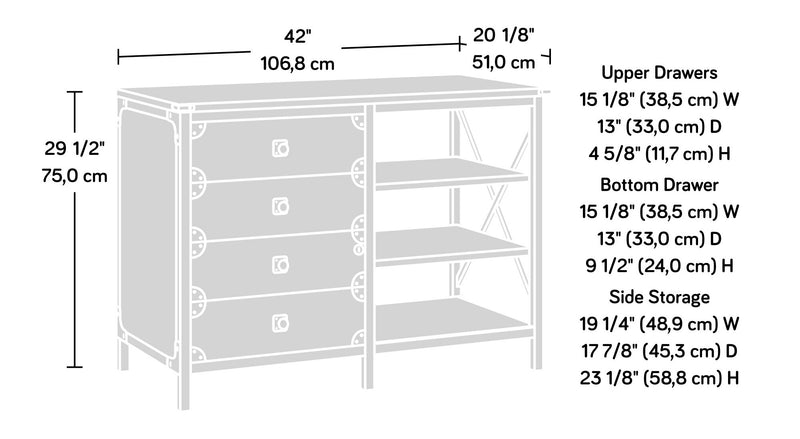 Steel River 42.05\" Commercial Grade Small Credenza with 3-Drawers - Carbon Oak