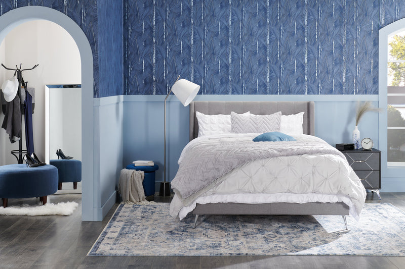 Storm Brushed Steel with Black Marble Base 3-Piece Set, Floor and Two Table Lamps