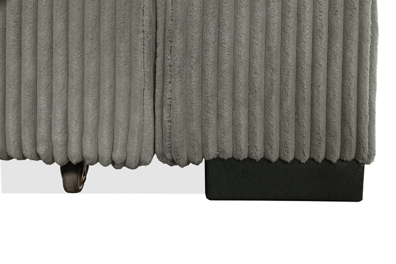 Stratus 59” Faux Fur Fabric Chair with Power Sliding Chaise - Fog Grey