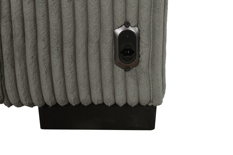 Stratus 108\" Faux Fur Fabric Full-Size Sofa Bed with Power Sliding - Fog Grey