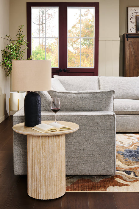 Sullivan 23.6\" Round End Table with Sintered Stone Top - Beige Travertine