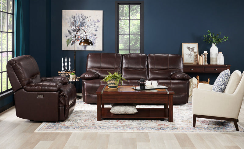 Roanoke 50\" Rustic Sofa Table with Storage and Shelf - Dark Cherry Wood and Slate Inlay