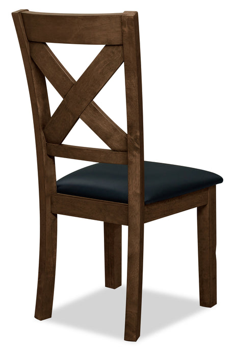 Talia Dining Chair with Vegan-Leather Fabric, Cross-Back - Brown