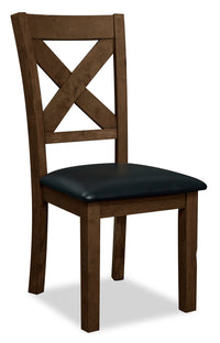 Talia Dining Chair with Vegan-Leather Fabric, Cross-Back - Brown 