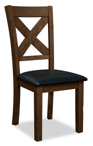 Talia Dining Chair with Vegan-Leather Fabric, Cross-Back - Brown