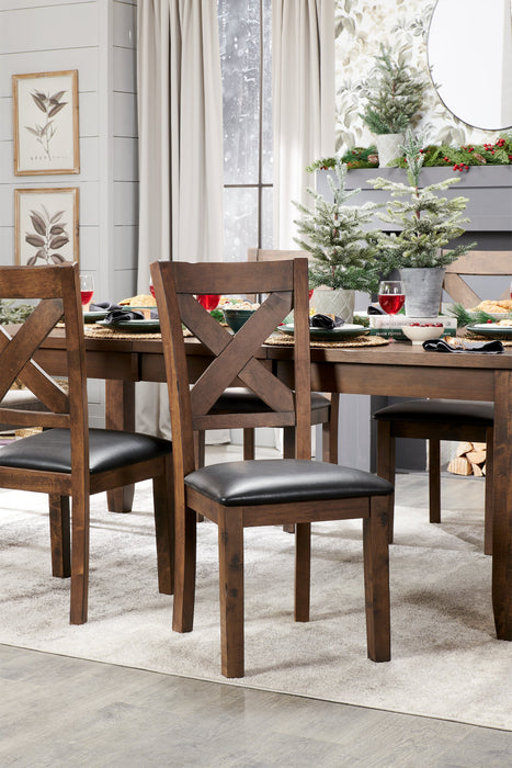 Talia Dining Chair with Vegan-Leather Fabric, Cross-Back - Grey/Brown