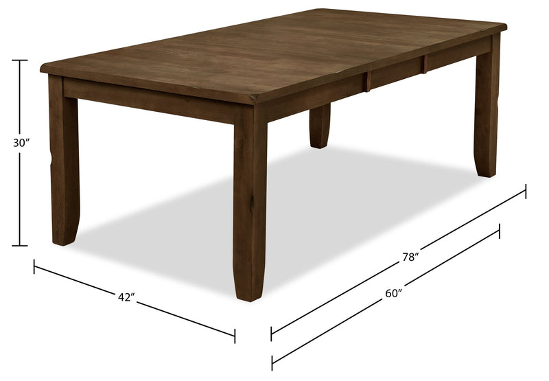 Talia Dining Table with 60-78\"W Extension - Grey/Brown
