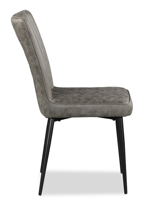 Tavo Dining Chair with Microfibre Polyester Fabric, Metal - Grey