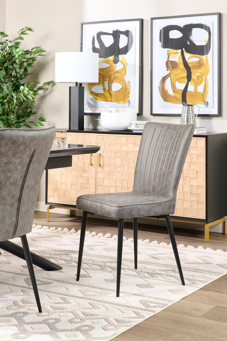Tavo Dining Chair with Microfibre Polyester Fabric, Metal - Grey