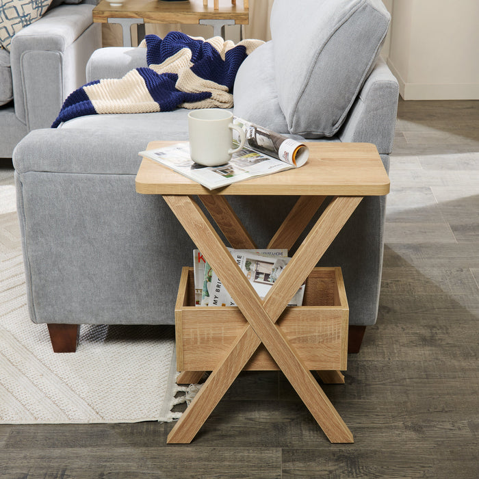 Torry 11.5\" Chairside Table with Cubby - Taupe