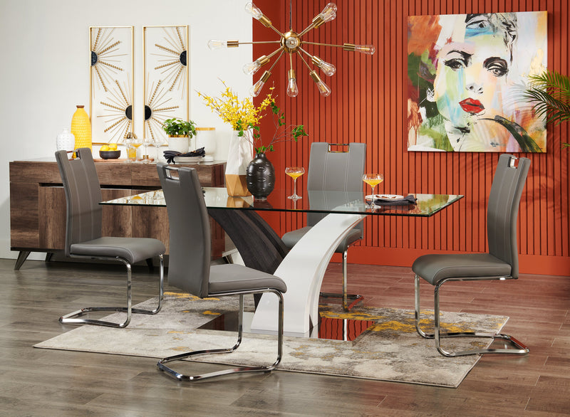 Tuxedo Dining Chair with Vegan-Leather Fabric, Metal - Grey