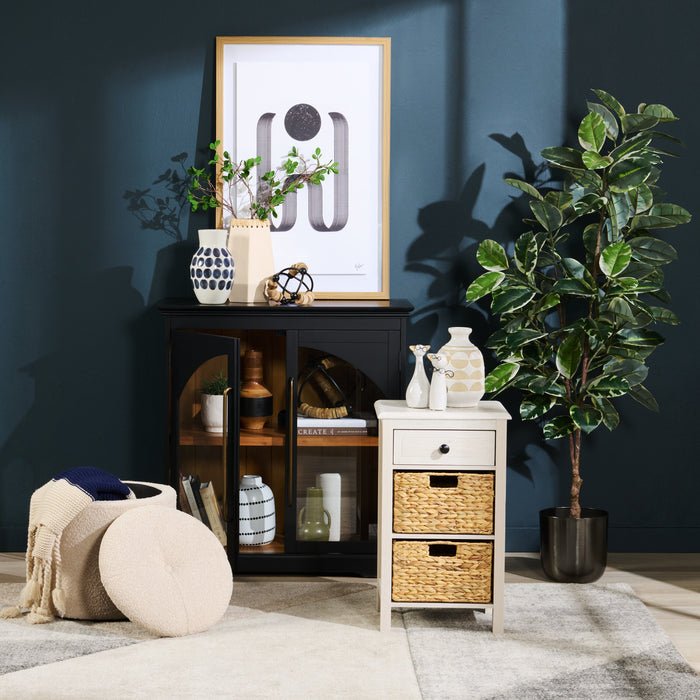 Twyla 33\" Solid Wood Accent Cabinet  with Arched Doors - Black