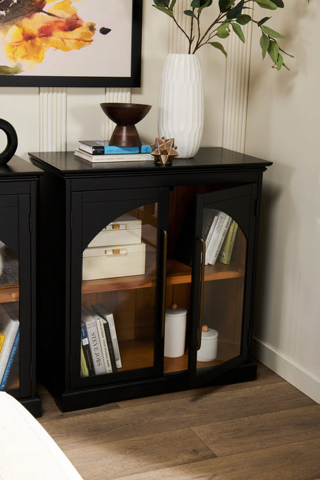 Twyla 33\" Solid Wood Accent Cabinet  with Arched Doors - Black