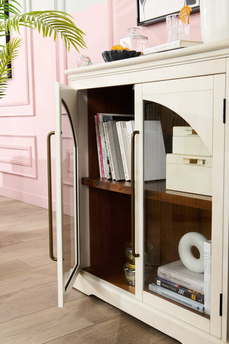 Twyla 33\" Solid Wood Accent Cabinet  with Arched Doors - White