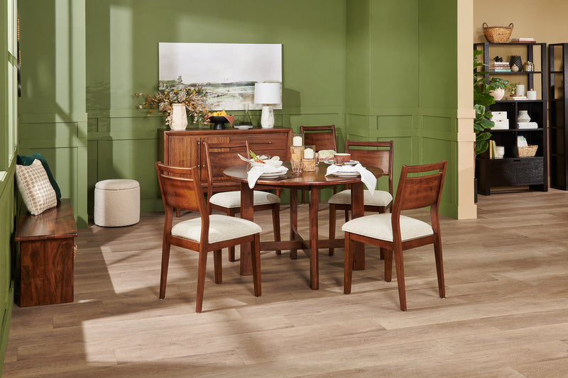 Vale Dining Chair with Polyester Fabric, Wood, Ladder-back - Brown & Beige