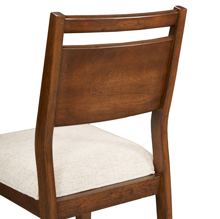 Vale Dining Chair with Polyester Fabric, Wood, Ladder-back - Brown & Beige