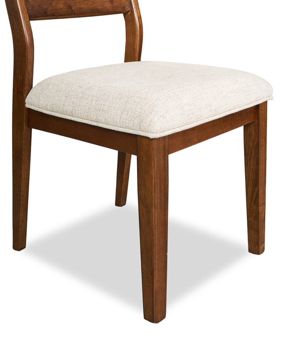 Vale Dining Chair with Polyester Fabric, Wood, Ladder-back - Brown & Beige