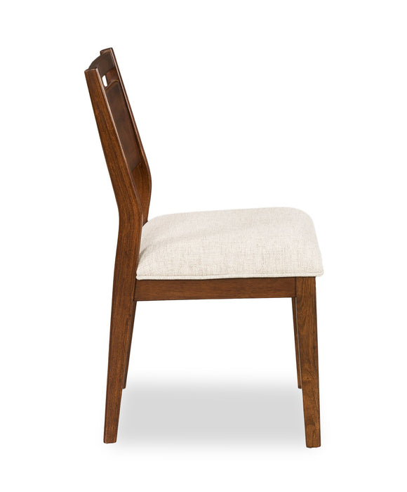 Vale Dining Chair with Polyester Fabric, Wood, Ladder-back - Brown & Beige