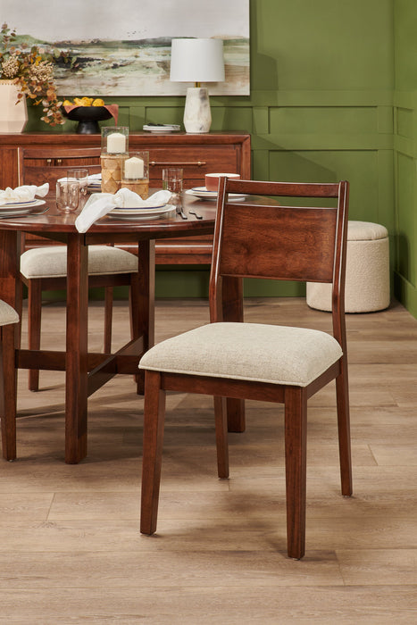 Vale Dining Chair with Polyester Fabric, Wood, Ladder-back - Brown & Beige