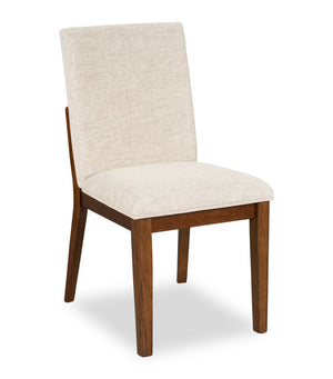 Vale Dining Chair with Polyester Fabric, Wood - Brown & Beige