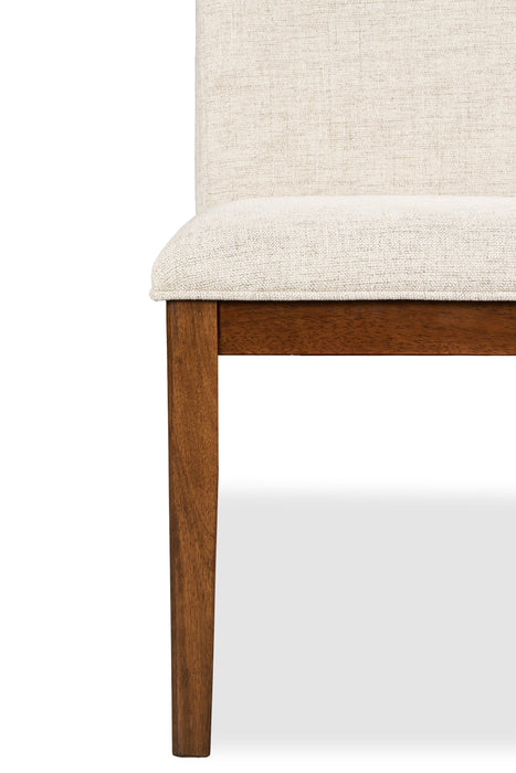 Vale Dining Chair with Polyester Fabric, Wood - Brown & Beige