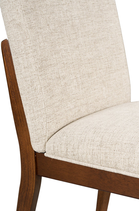 Vale Dining Chair with Polyester Fabric, Wood - Brown & Beige