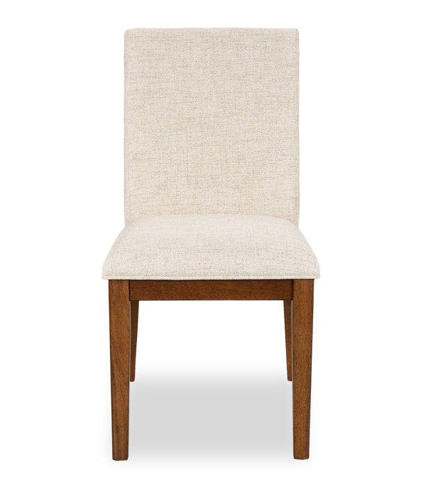 Vale Dining Chair with Polyester Fabric, Wood - Brown & Beige