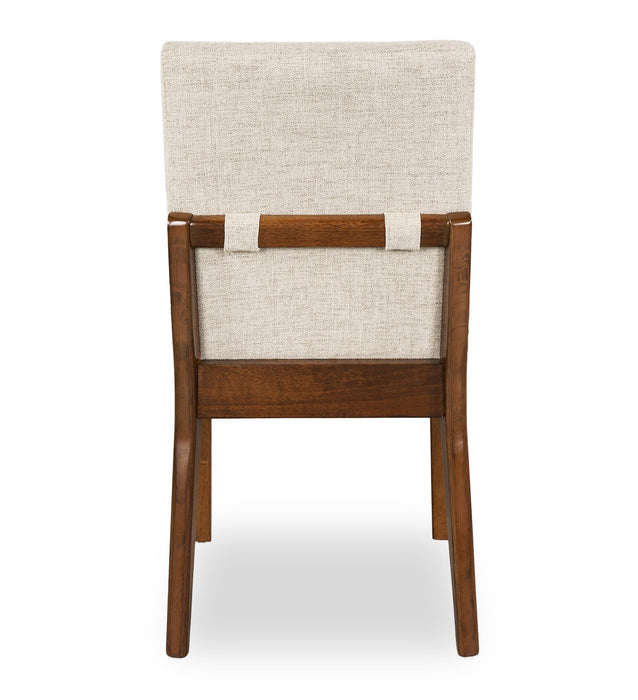 Vale Dining Chair with Polyester Fabric, Wood - Brown & Beige