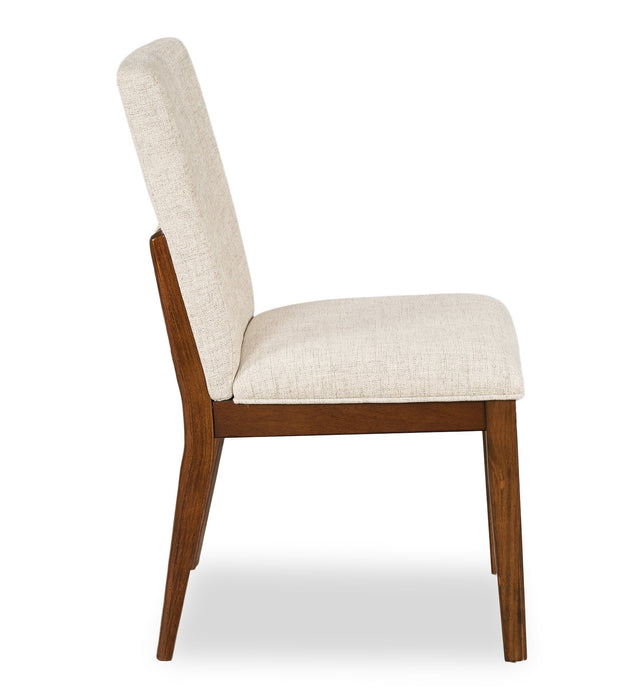 Vale Dining Chair with Polyester Fabric, Wood - Brown & Beige