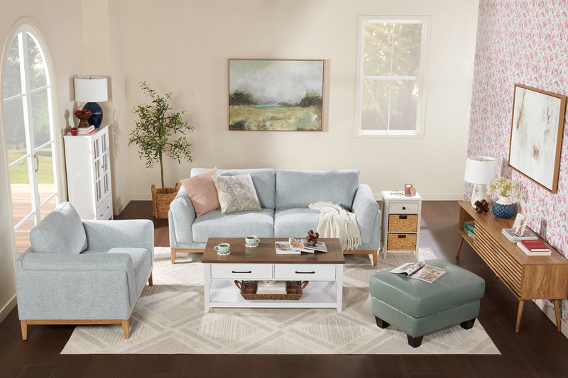 Valley 67.7\" Fabric Loveseat with Rubberwood Base and Legs - Grey