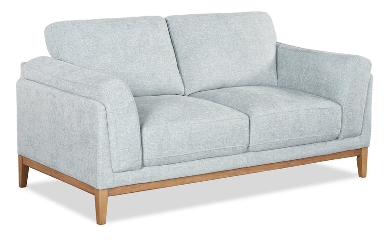 Valley 67.7\" Fabric Loveseat with Rubberwood Base and Legs - Grey