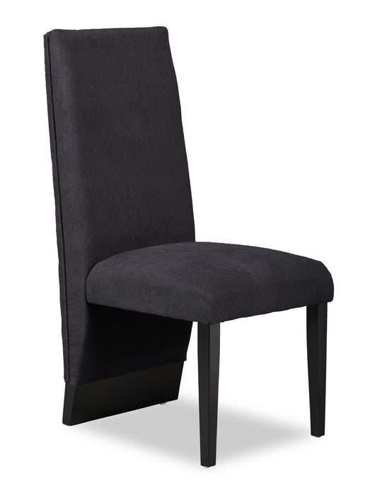 Vega Dining Chair with Polyester Fabric, Wood, Channeled Tufting - Black