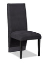 ["Vega Dining Chair with Polyester Fabric, Wood, Channeled Tufting - Black"]