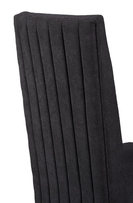 Vega Dining Chair with Polyester Fabric, Wood, Channeled Tufting - Black