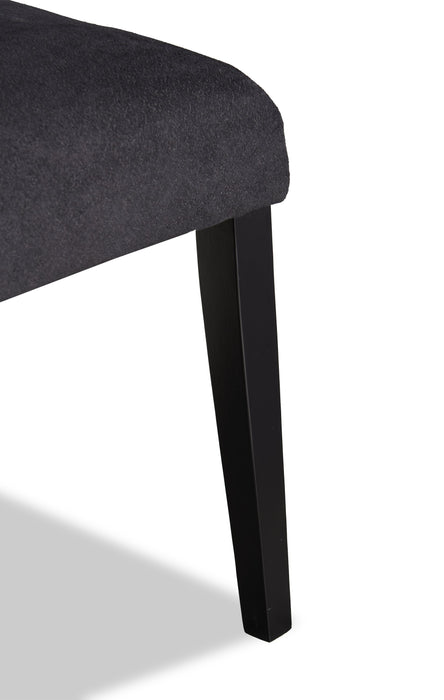 Vega Dining Chair with Polyester Fabric, Wood, Channeled Tufting - Black