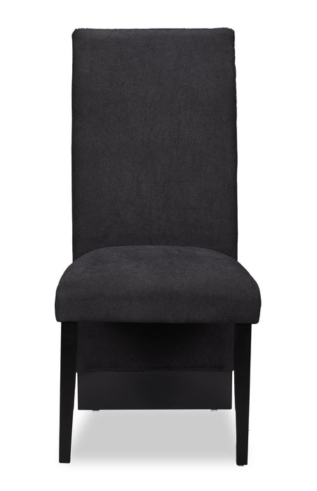 Vega Dining Chair with Polyester Fabric, Wood, Channeled Tufting - Black