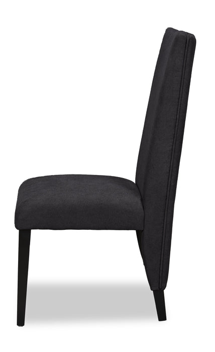 Vega Dining Chair with Polyester Fabric, Wood, Channeled Tufting - Black