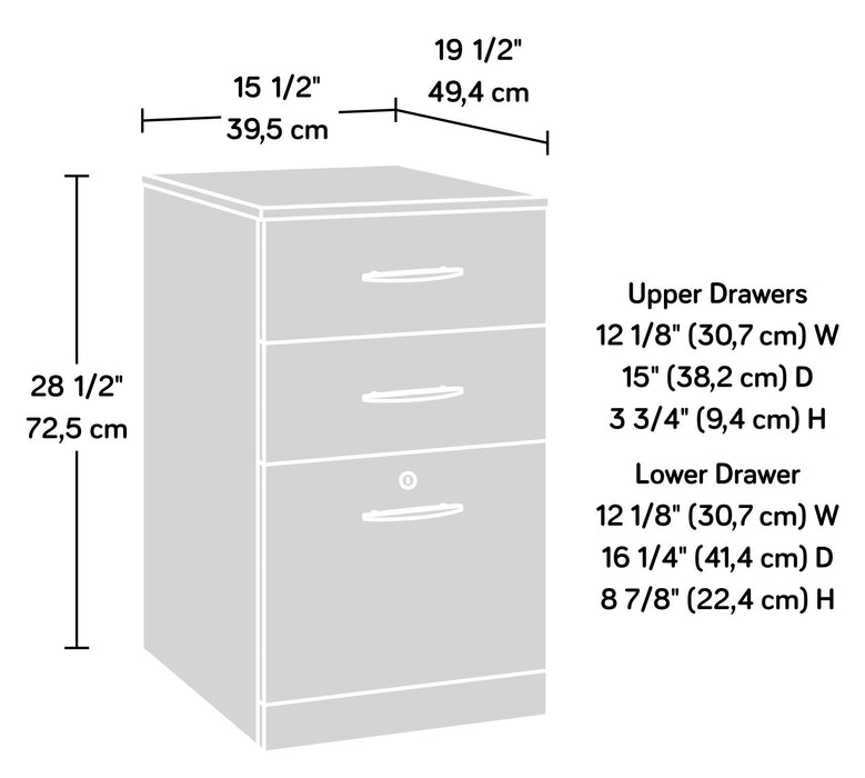 Via Commercial Grade 3-Drawer Filing Cabinet - Cherry & Grey
